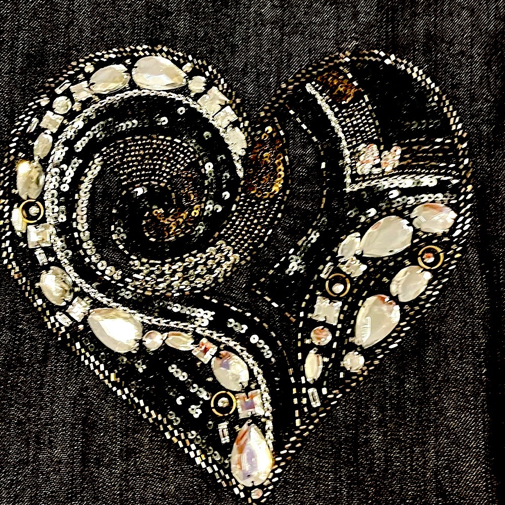 Chico’s love heart black denim jacket
